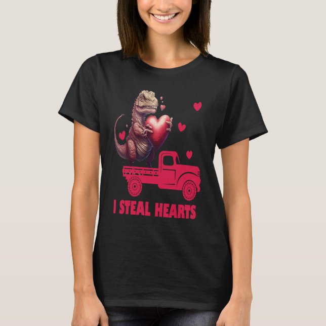 Camiseta Valentine's Day Rex Dino I Steal Hearts Men Women  (Anverso)