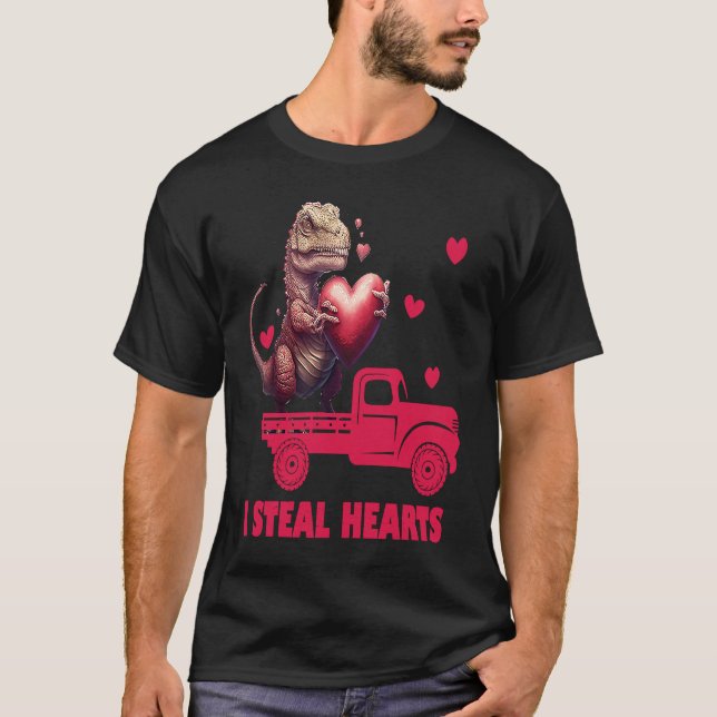 Camiseta Valentine's Day Rex Dino I Steal Hearts Men Women  (Anverso)