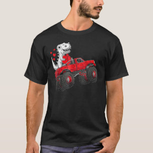 Camiseta Valentines Day Rex Riding Monster Truck Boys Kids