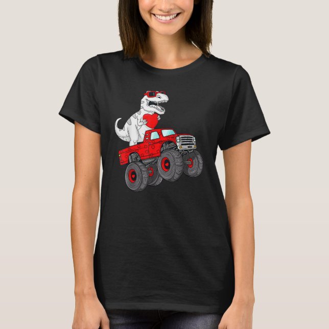 Camiseta Valentines Day Rex Riding Monster Truck  Toddler B (Anverso)