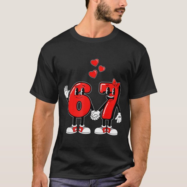 Camiseta Valentine's Day Six Seven Hearts 6 7 Meme Gen Alph (Anverso)