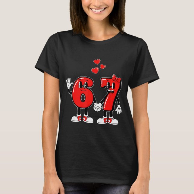 Camiseta Valentine's Day Six Seven Hearts 6 7 Meme Gen Alph (Anverso)