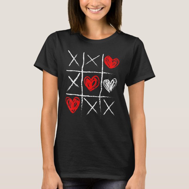 Camiseta Valentine's Day Tic Tac Toe Valentine Cute Heart (Anverso)