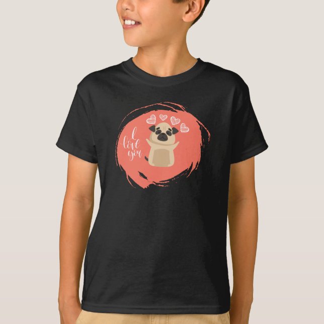 Camiseta Valentine's Day with Kawaii Pug Dog (Anverso)