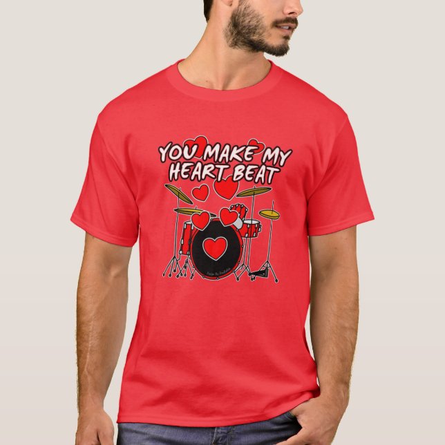 Camiseta Valentines Drummer tambores Boda músico Annivers (Anverso)