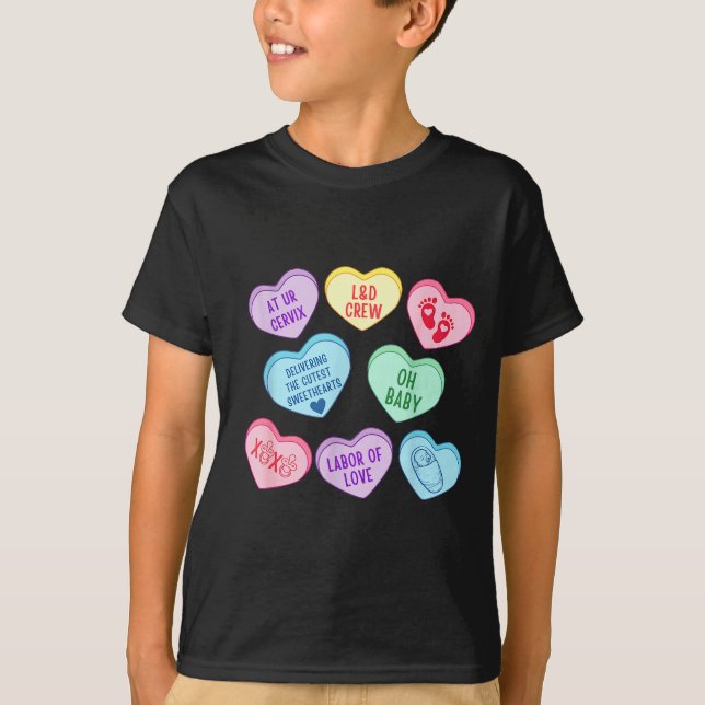 Camiseta Valentines Labor And Delivery Nurse Heart Candy La (Anverso)