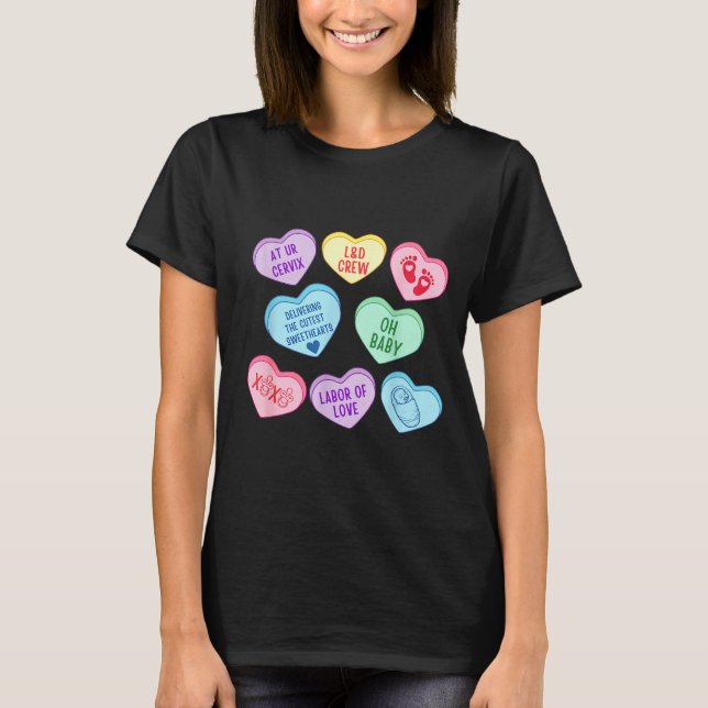Camiseta Valentines Labor And Delivery Nurse Heart Candy La (Anverso)