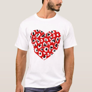 Camiseta valentines leopardo animal impresión corazón rojo
