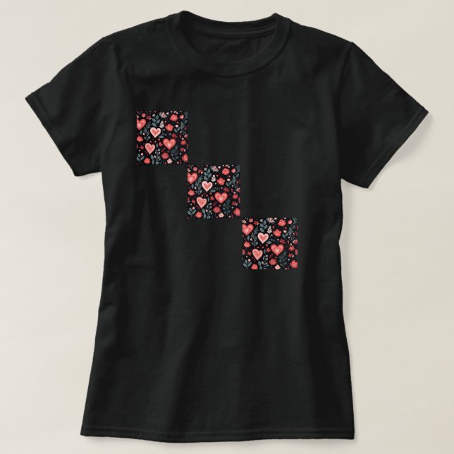 Camiseta Valentine's t-shirt with heart flowers (Diseño del anverso)