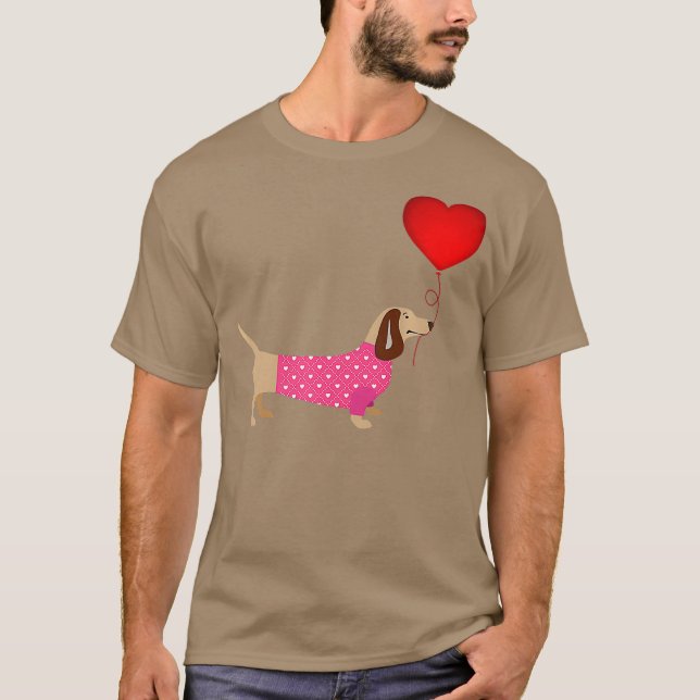 Camiseta Valentines Weiner Daschund Doxie con traje de perr (Anverso)