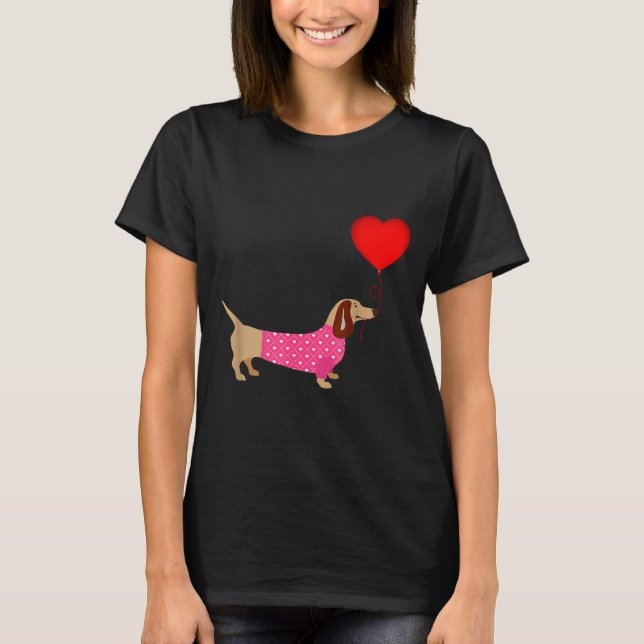 Camiseta Valentines Weiner Daschund Doxie In Dog Dress  (Anverso)
