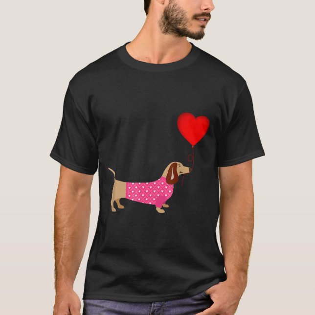 Camiseta Valentines Weiner Daschund Doxie In Dog Dress  (Anverso)