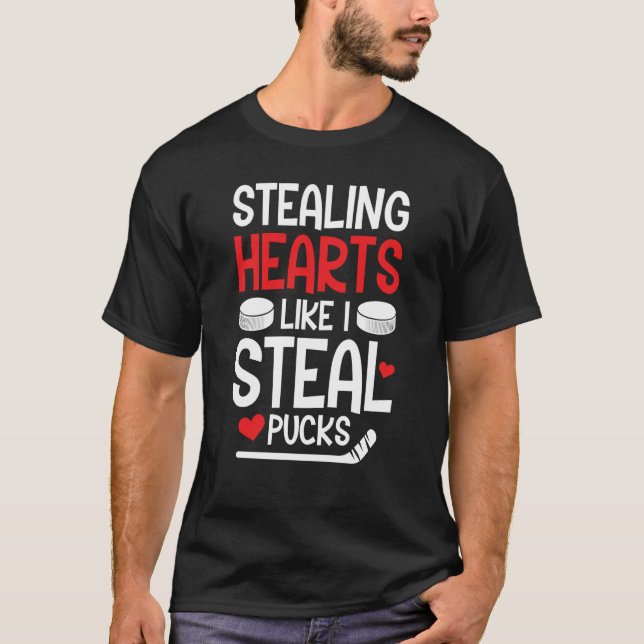 Camiseta Valentineu2019s Day Hockey Stealing Hearts Like I  (Anverso)