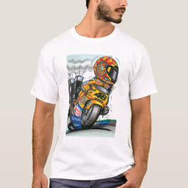 Camiseta Valentino Rossi piloto de carreras en caricatura