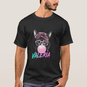 Camiseta VALERIA Adorable nombre chica con gato lindo