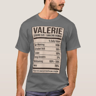 Camiseta Valerie Nutrition Facts Name Nickname Alias Title