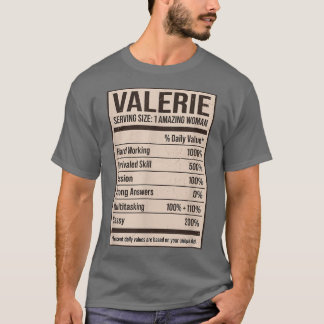 Camiseta Valerie Nutrition Facts Name Nickname Alias Title