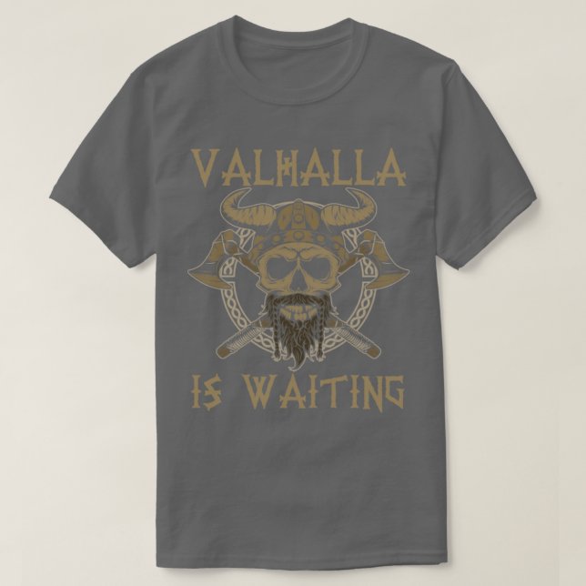 Camiseta Valhalla Está Esperando Viking (Diseño del anverso)
