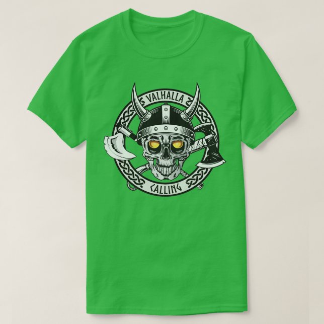 Camiseta Valhalla Llamando Al Skull Y Los Ejes (Diseño del anverso)