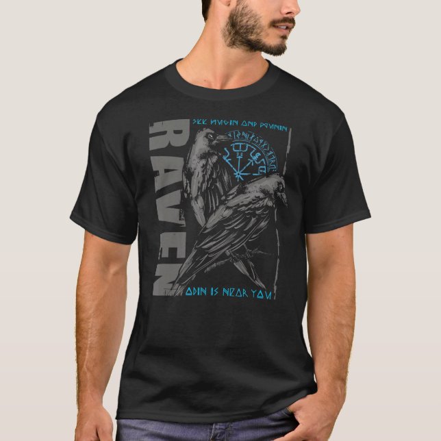 Camiseta Valhalla Raven Ravens Odin dirige la brújula nórdi (Anverso)