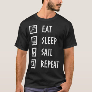 Camiseta Valheim Comer, Dormir, Navegar, Repetir (Fuente Bl