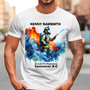 Camiseta Valiente bombero luchando contra las llamas con ol