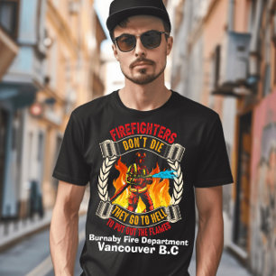 Camiseta Valiente bombero luchando contra las llamas feroce