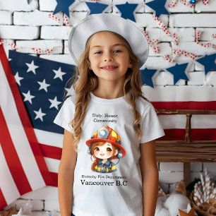 Camiseta Valiente chica de bomberos con equipo brillante