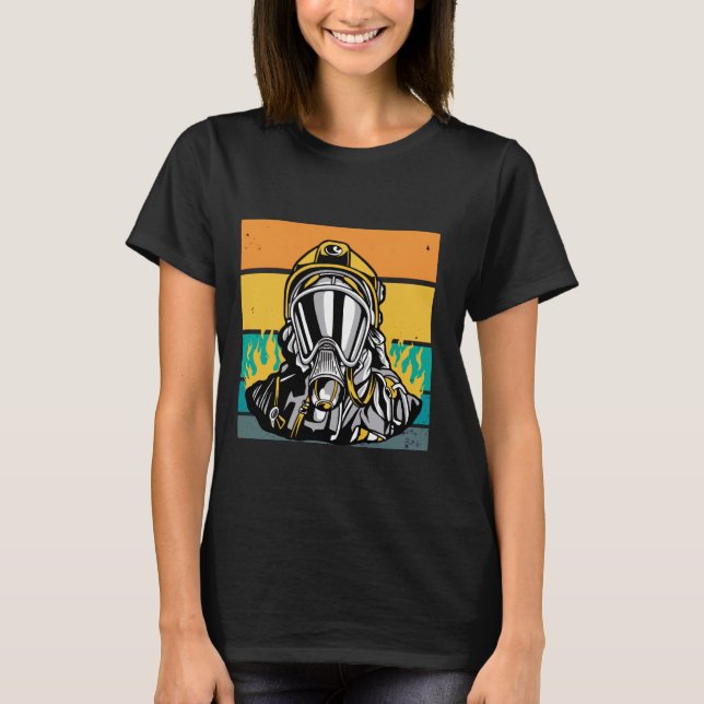 Camiseta Valiente héroe bombero del bombero El fuego de res (Anverso)