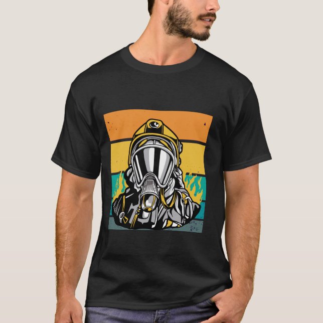 Camiseta Valiente héroe bombero del bombero El fuego de res (Anverso)