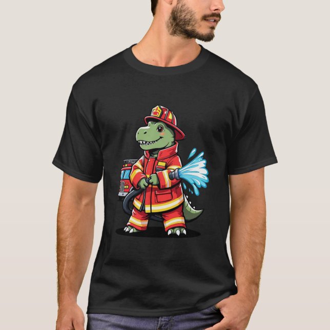 Camiseta Valiente Personalizado de bomberos de Dino (Anverso)
