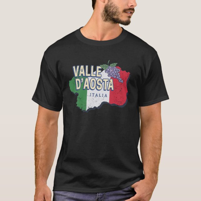 Camiseta Valle de Aosta Italia Región Retro Mapa de cosecha (Anverso)