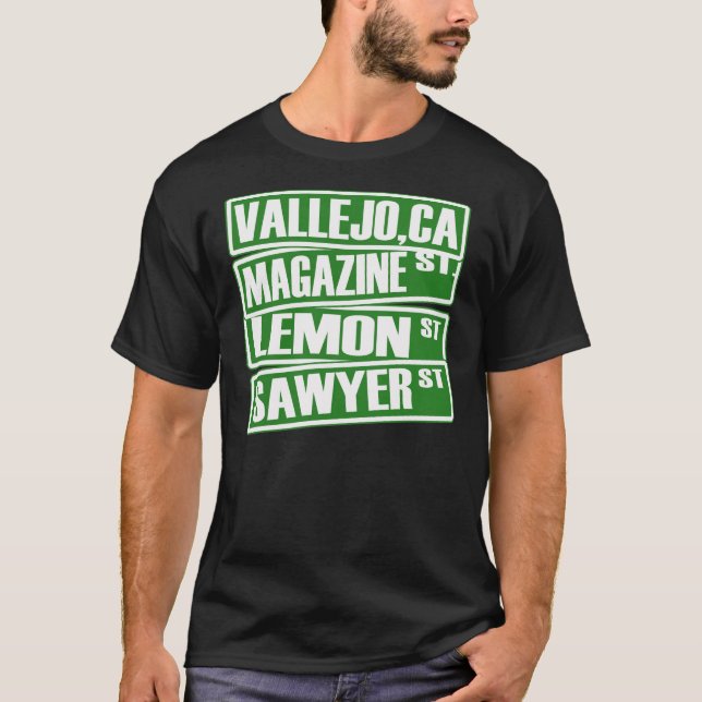 Camiseta Vallejo,Ca (Calle de Revista, Calle Lemon, Calle S (Anverso)