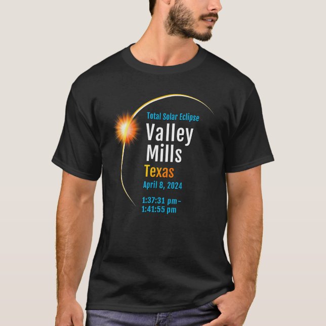Camiseta Valley Mills Texas Tx Eclipse Solar Total 2024  1  (Anverso)