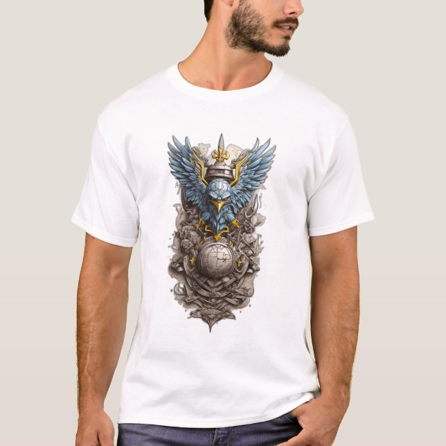 Camiseta Valor ucraniano marcado: moderno tatuaje militar D (Anverso)
