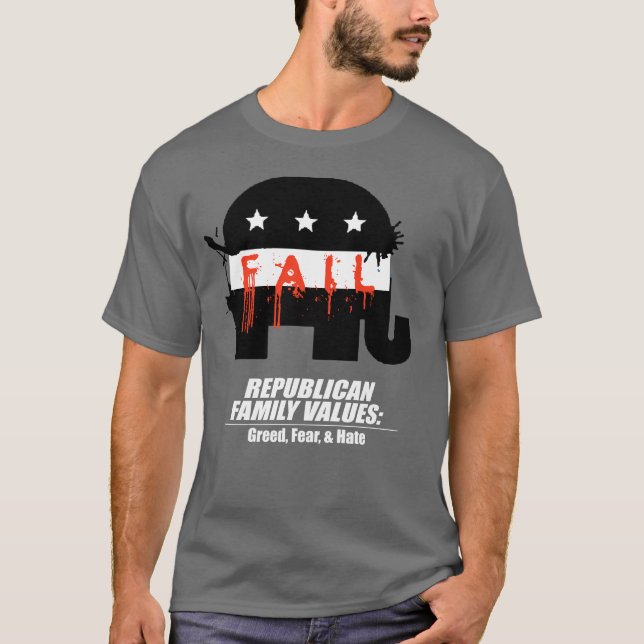 Camiseta Valores republicanos - avaricia, miedo, y odio (Anverso)