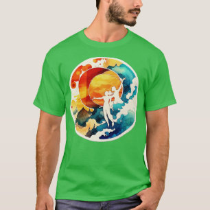 Camiseta Vals celestes A colorida acuarela abstracta o