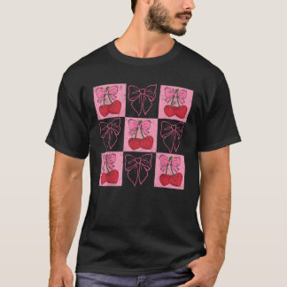 Camiseta Válvula Coquette Checkred Pink Bow And Red Cherrie