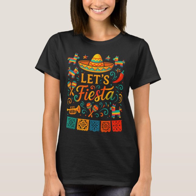 Camiseta Vámonos de fiesta - tema mexicano del cinco de may (Anverso)