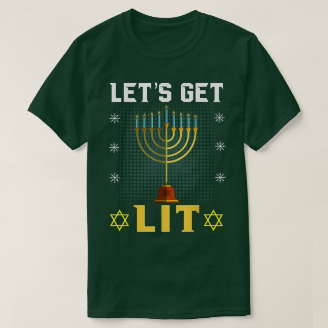 Camiseta Vamos a conseguir Lit Hanukkah Jewish Menorah Chan (Diseño del anverso)
