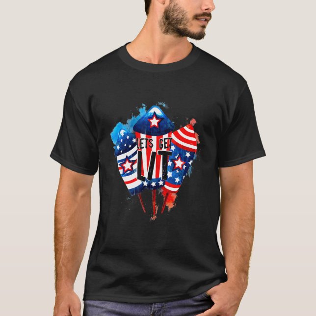 Camiseta Vamos A Encender Fuegos Artificiales Bandera Estad (Anverso)