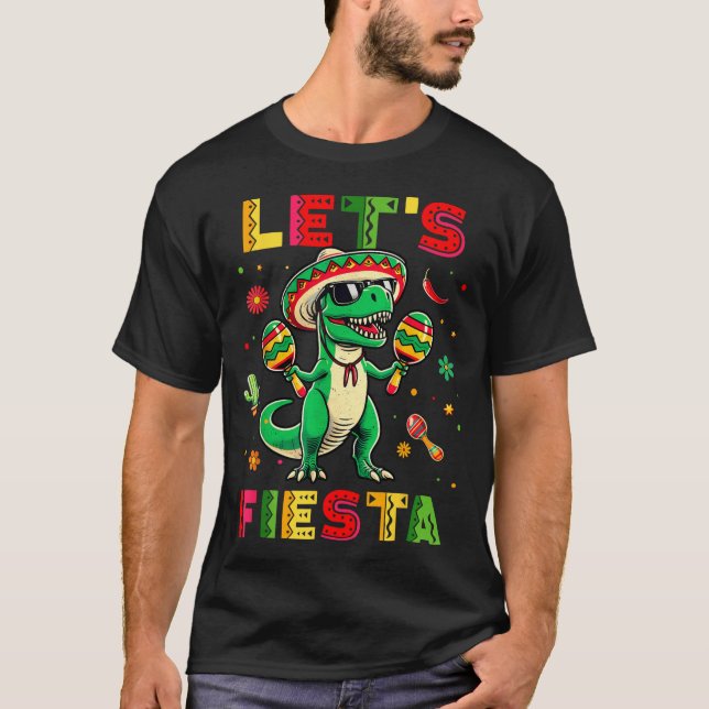 Camiseta Vamos a Fiesta Dinosaur Cinco De Mayo Niños (Anverso)