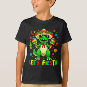 Camiseta Vamos a fiesta dinosaurio cinco de mayo niños
