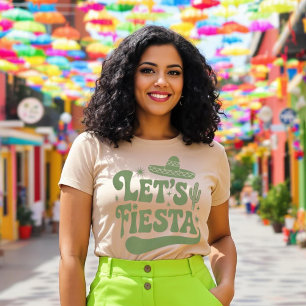 Camiseta Vamos a Fiesta Groovy Sombrero Cacti Festivo