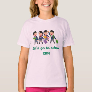 Camiseta ¡Vamos a la escuela, corre! Chica gracioso de vuel