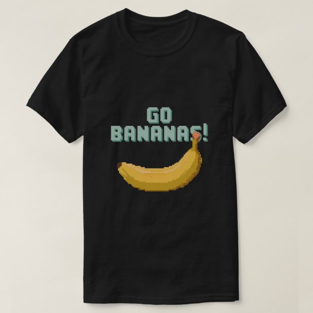 Camiseta ¡Vamos Bananas! Pixel retro arte de un plátano ama (Diseño del anverso)