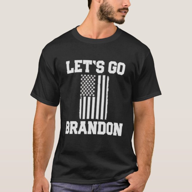 Camiseta Vamos Brandon, bandera norteamericana blanca patri (Anverso)