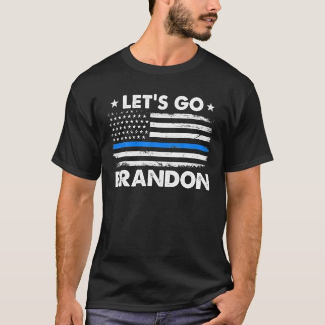 Camiseta Vamos Brandon Thin Blue Line Bandera de Estados Un (Anverso)