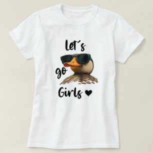 Camiseta Vamos Chicas Corazón Pato gracioso usando gafas de