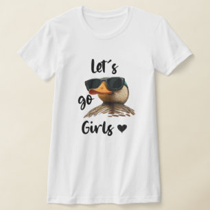 Camiseta Vamos Chicas Corazón Pato gracioso usando gafas de